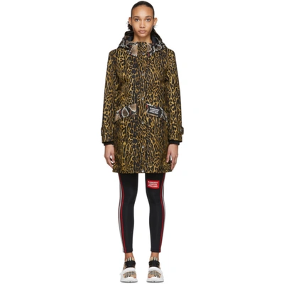 Burberry Hooded Animal-print Shell Coat In Beige