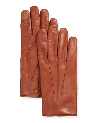 Guanti Giglio Fiorentino 3-point Napa Leather Gloves W/ Cashmere Lining In Brown