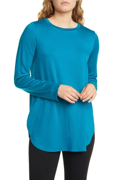 Eileen Fisher Stretch Terry Long-sleeve Shirttail Long Tunic In Jasper