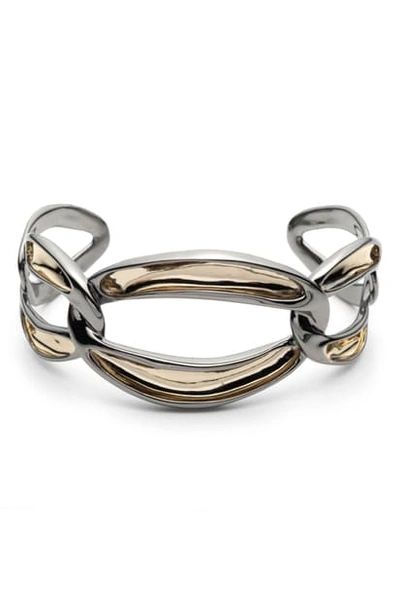 Alexis Bittar Two-tone Link Cuff Bracelet In Silver