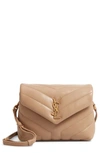 Saint Laurent Loulou Toy Matelasse Calfskin Envelope Crossbody Bag In Latte