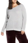 Eileen Fisher Plus Size Merino Wool Sparkle Crewneck Sweater In Dark Pearl