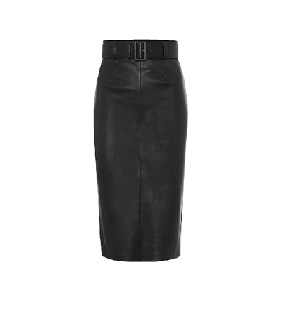 Stouls Megan Leather Midi Skirt In Black