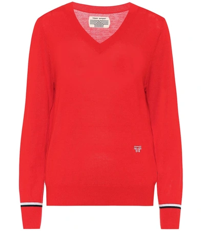 Tory Sport Wool-blend Sweater In Red