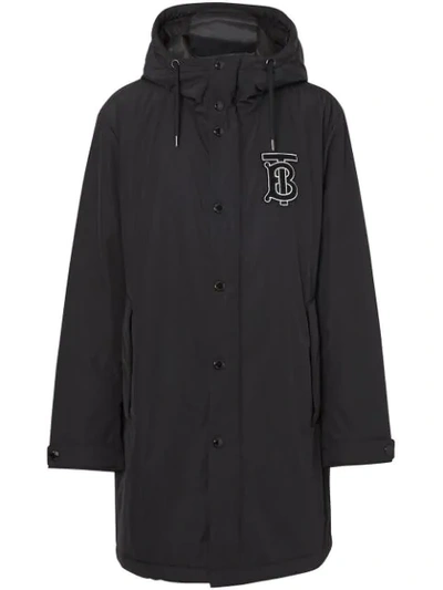 Burberry Aberdeen Monogram Technical Twill Rain Jacket In Black