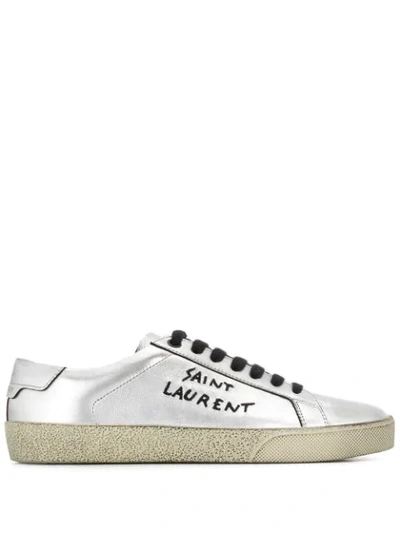 Saint Laurent Court Classic Low-top Sneakers In Silver