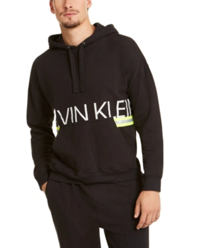 Calvin Klein Graphic Logo Hooded Sweatshirt In Black W/caution Tape