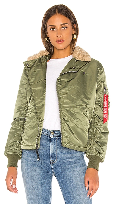 Alpha Industries B-15 Straight Hem Mod Jacket With Fur In Sage