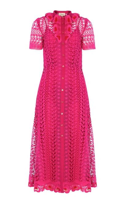 Temperley London Sunbird Shirt Dress In Cerise Mix