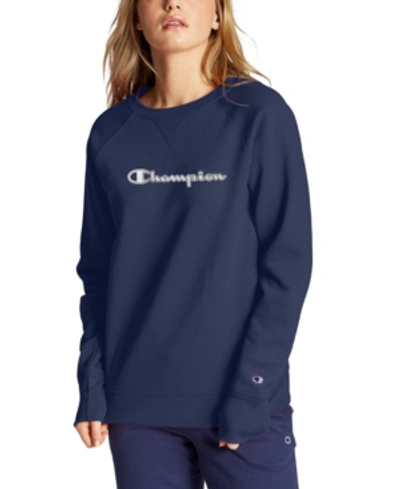 Champion Women's Powerblend Boyfriend Sweatshirt In Athletic Navy