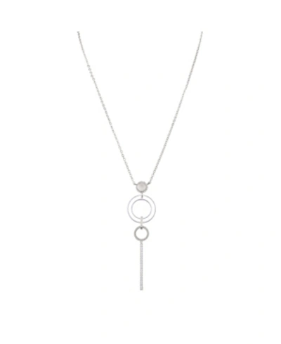 Nina Alita Resin-pave Bar Drop Necklace In Silver
