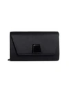 Akris Anouk Mini Satin Clutch Bag With Onyx Trapezoid In Green