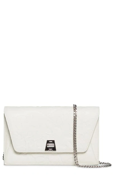 Akris Anouk Envelope Floral-embossed Leather Crossbody Bag In Ecru