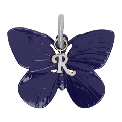Raf Simons Blue Butterfly Charm Keychain In 00040 Blue