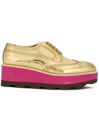 Prada Metallic Platform Brogues In F0nc8 Oro Begonia