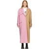 Msgm Beige & Pink Two-tone Long Coat In Neutrals