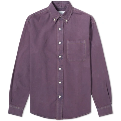 Adsum Overdyed Denim Shirt In Purple