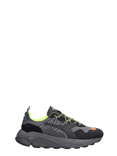 Diadora Rave Leather Sneakers In Black Leather And Fabric