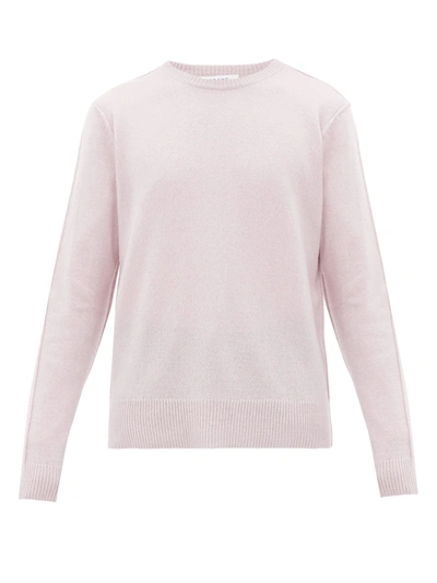 Frame Seamed Cashmere Crew Neck Sweater In Pink