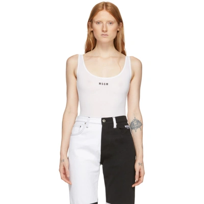 Msgm Logo Printed Bodysuit In 01 White