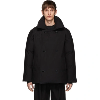 Raf Simons Black Down Double-breasted Coat In 00099 Black