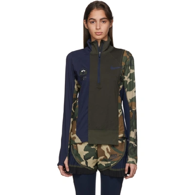 Nike X Sacai Womens Half-zip Running Jacket In 355 Sequoia