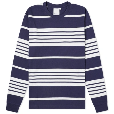 Adsum Long Sleeve Heavyweight Stripe Tee In Blue