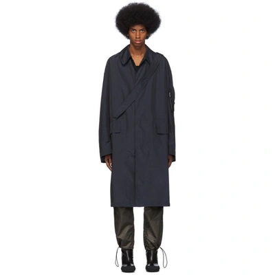 Random Identities Navy Satin Overcoat