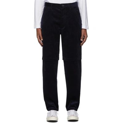 Comme Des Garçons Shirt Comme Des Garcons Shirt Navy Corduroy 2-layer Trousers In 1 Navy