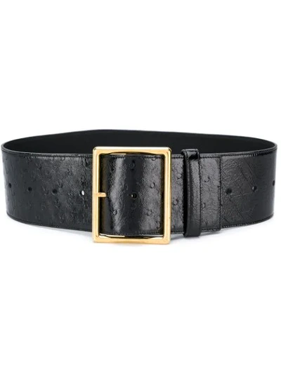 Saint Laurent Square-buckle Belt In Black