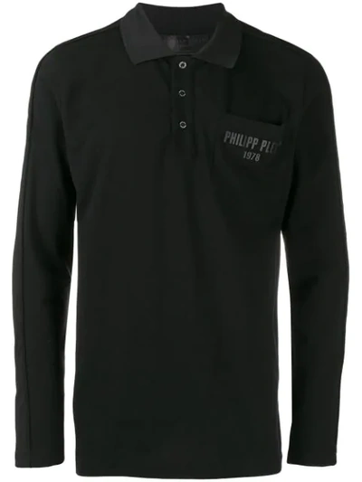 Philipp Plein Long Sleeve Polo Shirt In Black