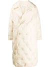 Maison Margiela Quilted Long Coat In Neutrals