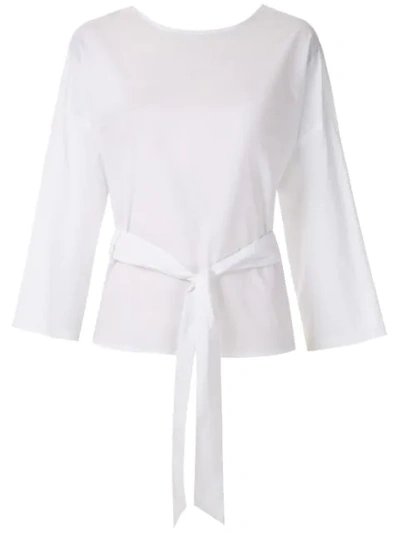 Andrea Marques Belted Wrap Blouse In White