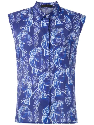 Andrea Marques Structured Shoulders Printed Shirt In Blue