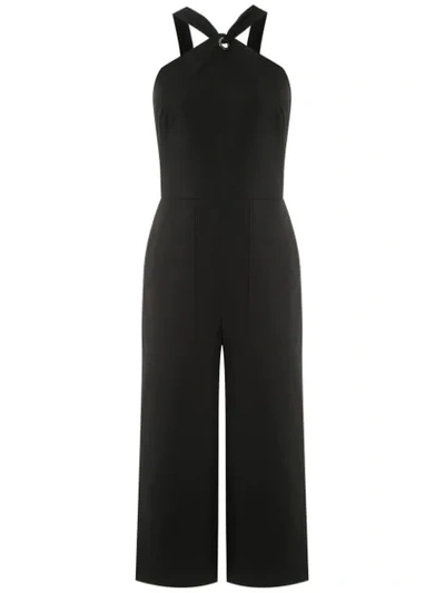 Andrea Marques Side Pockets Cropped Jumpsuit In Black