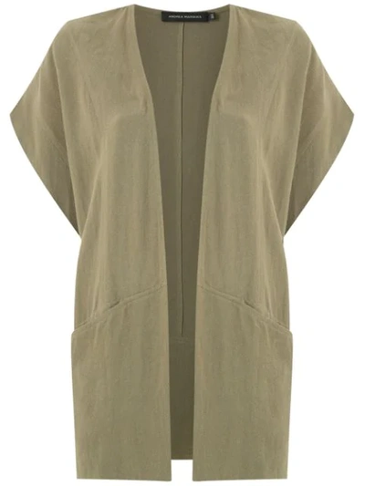 Andrea Marques Short Sleeved Cardigan In Green