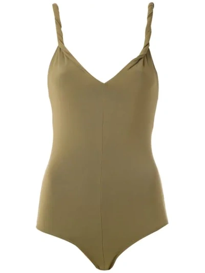 Andrea Marques Twisted Straps Bodysuit In Brown