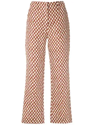 Andrea Marques Printed Low Rise Trousers In Brown