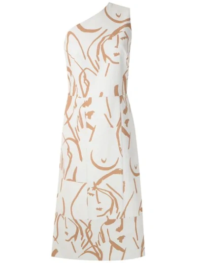 Andrea Marques Printed Asymmetric Dress In Neutrals