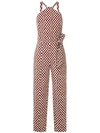 Andrea Marques Tie Waist Printed Jumpsuit In Brown