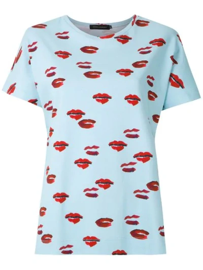 Andrea Marques Printed Batwing Sleeves T-shirt In Blue