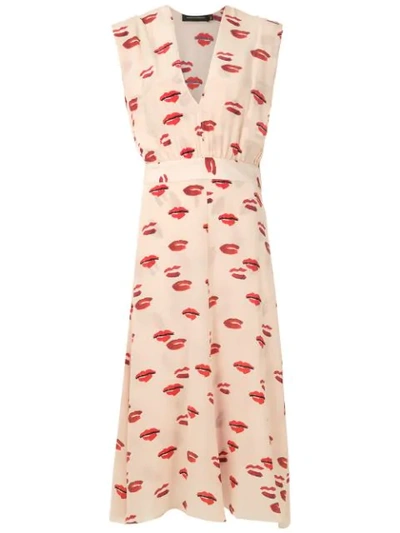 Andrea Marques Printed Silk Dress In Neutrals