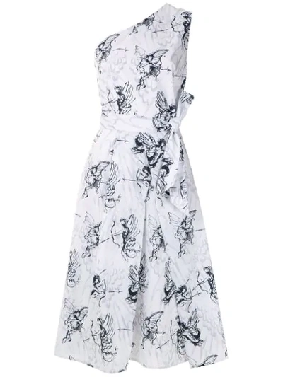 Andrea Marques Printed Pleat Dress In White