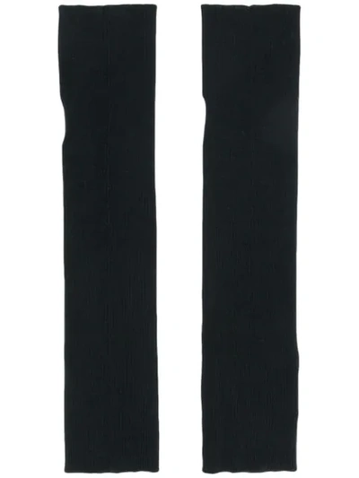 Miu Miu Long Knitted Mittens In Black