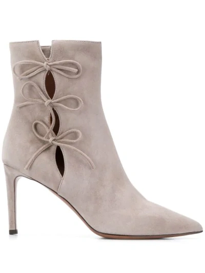 L'autre Chose String Bow Ankle Boots In Grey