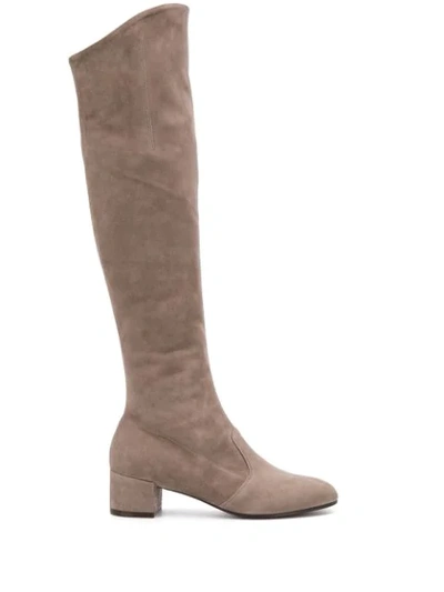 L'autre Chose Textured Thigh Length Boots In Grey