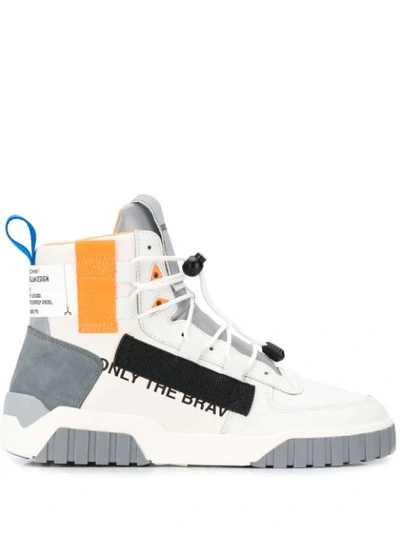 Diesel Colour-block High Top Sneakers In Neutrals