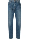 Giorgio Armani Stonewashed Tapered Jeans In Blue