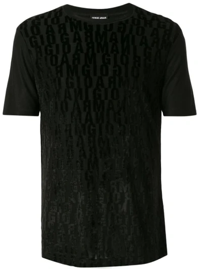 Giorgio Armani All Over Logo Print T-shirt In Black
