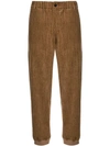 Giorgio Armani Textured Straight Leg Trousers In Brown